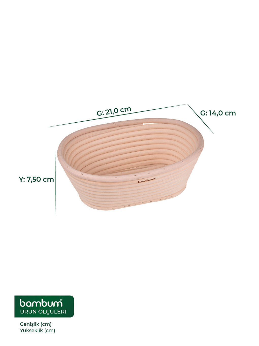 Bej Puder Ekmek Mayalama Sepeti Oval 21 Cm-2