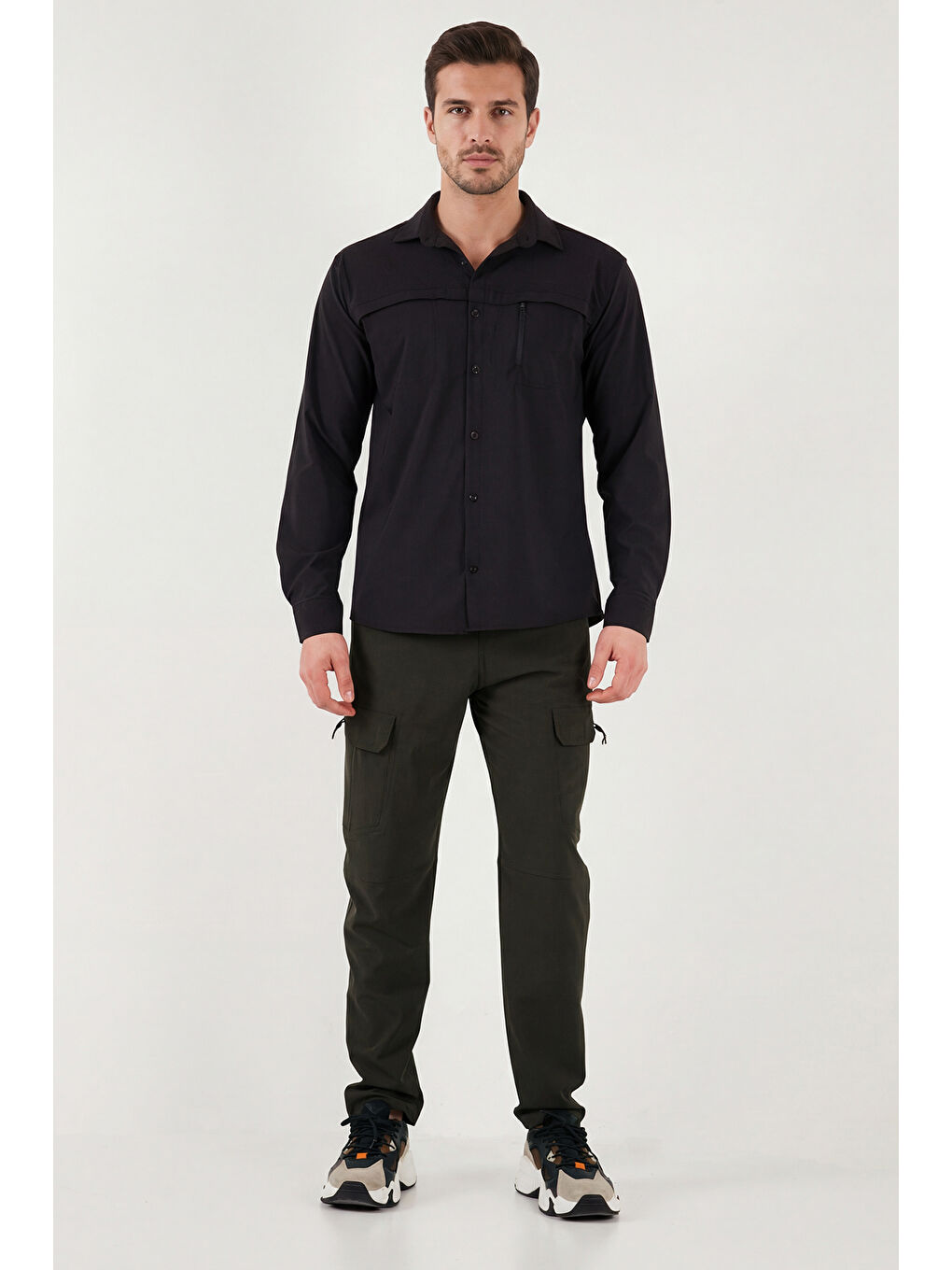 Haki Normal Bel Dar Paça Su İtici Trekking ve Kurye Pantolon 693719-2