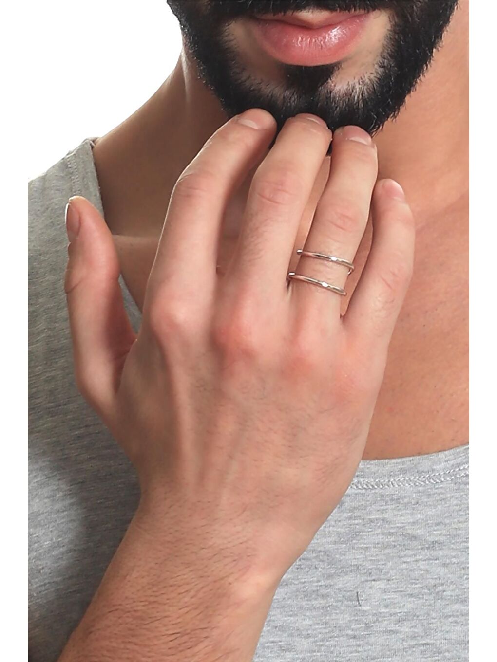 Gri Erkek Lak Kaplama Tel Sarma Yüzük-3