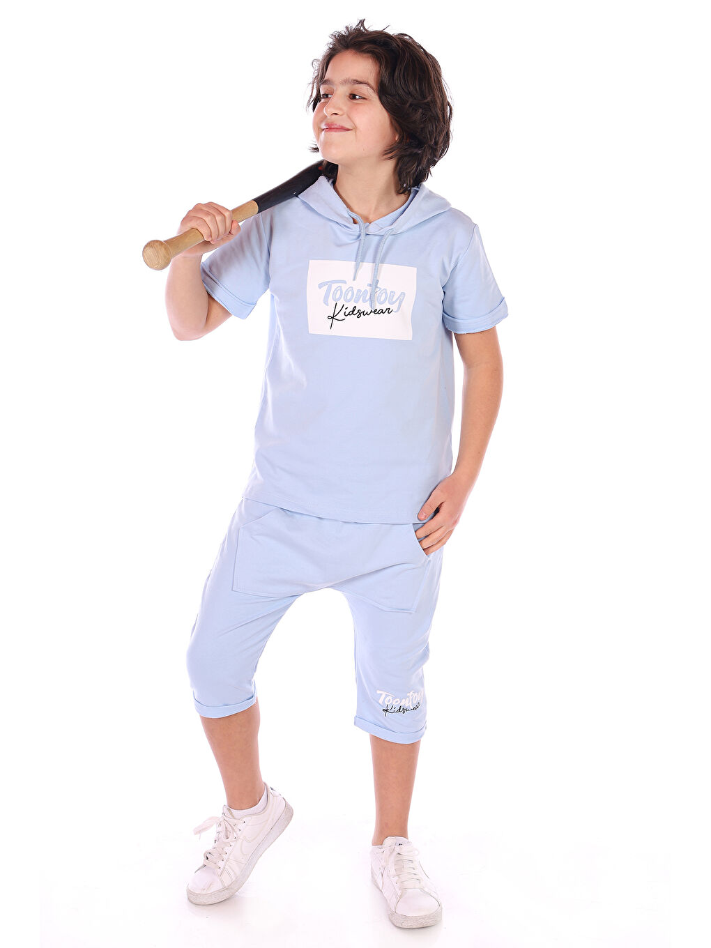 Lila Erkek Çocuk Kids Wear Baskılı BermudaTakım-1