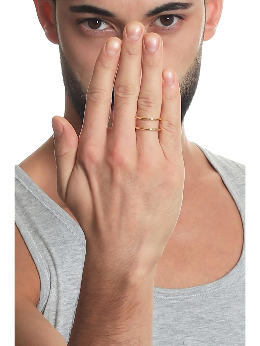 Sarı Erkek Lak Kaplama Tel Sarma Yüzük-2