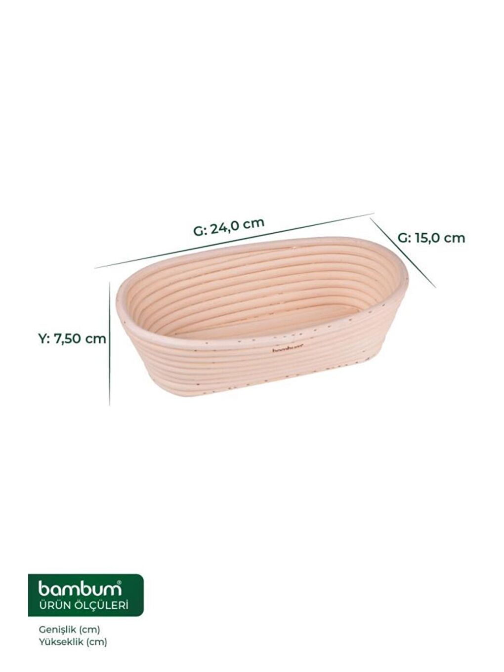 Bej Puder - Ekmek Mayalama Sepeti Oval 24 Cm-2