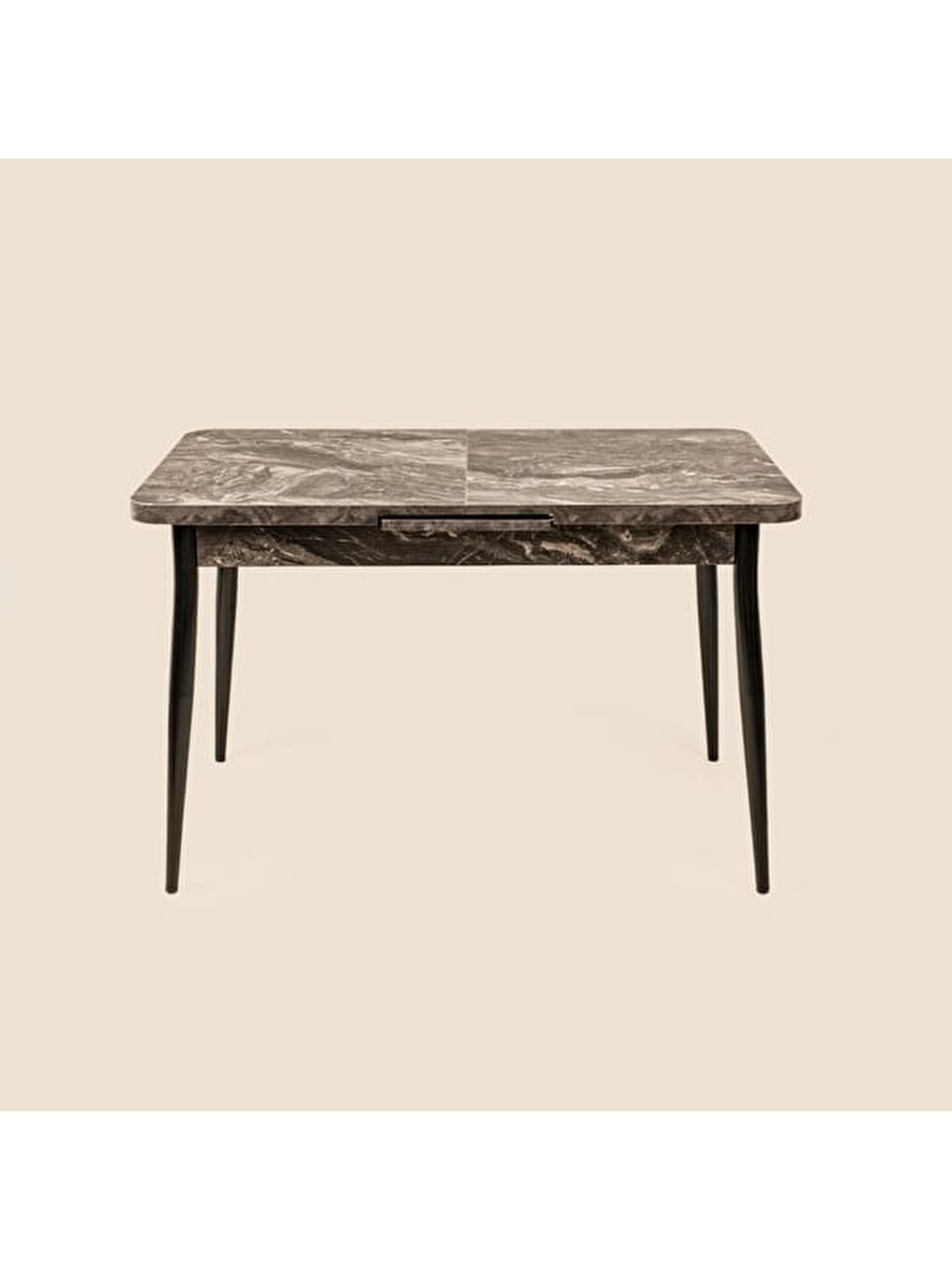 Espinho Mermer Görünümlü Açılır Masa - Siyah - 75x70x120 cm-1