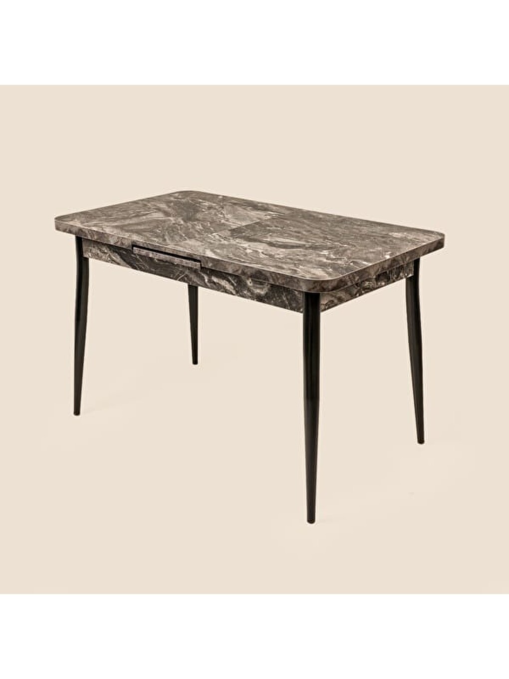 Espinho Mermer Görünümlü Açılır Masa - Siyah - 75x70x120 cm-2