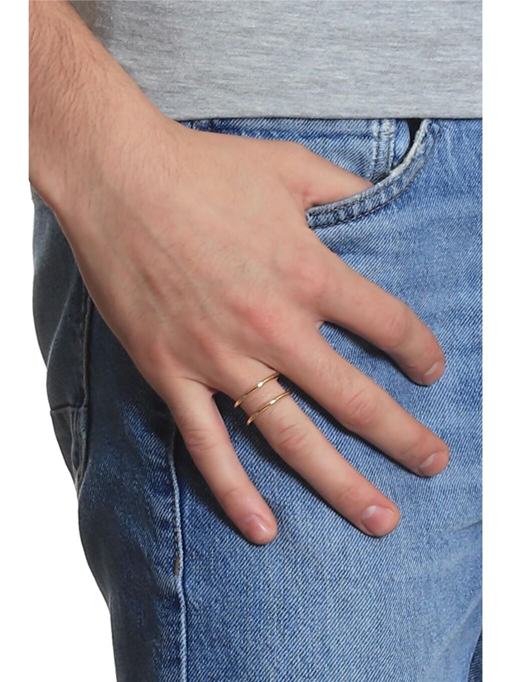 Sarı Erkek Lak Kaplama Tel Sarma Yüzük-5