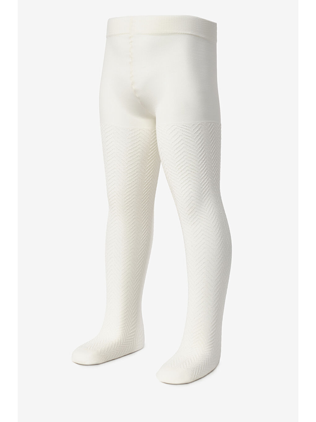 Ekru Zigzak Desenli Kız Çocuk Külotlu Çorap