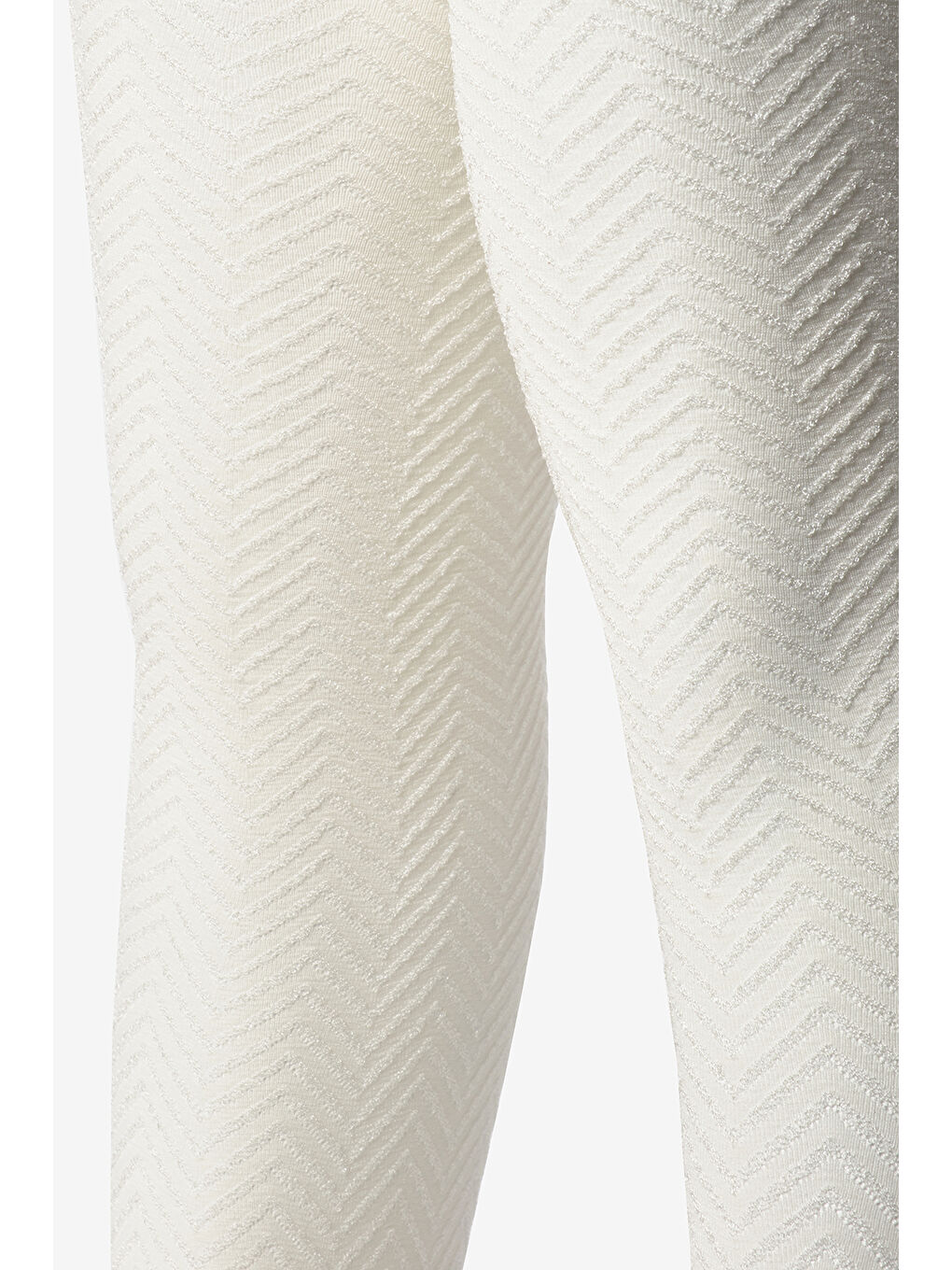 Ekru Zigzak Desenli Kız Çocuk Külotlu Çorap-1