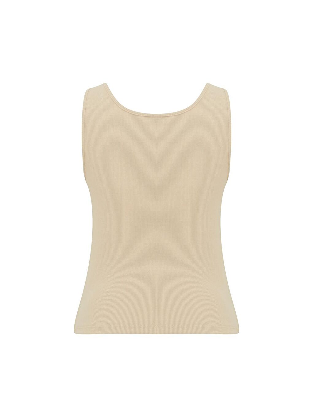 Düz Renk Kare Yaka Atlet -Bej-1