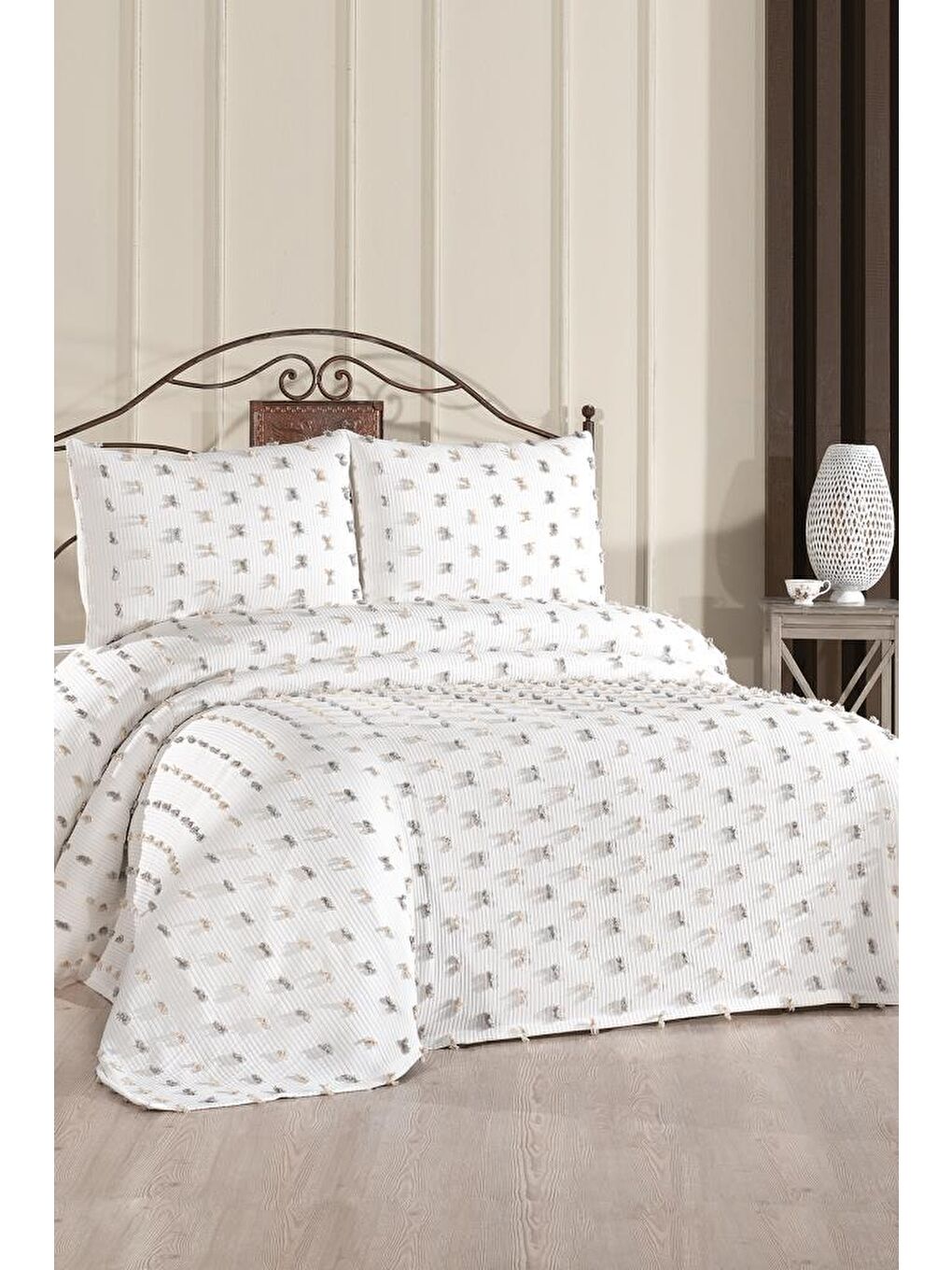 Karışık Elara 3 Parça Çift Kişilik Pike Takımı