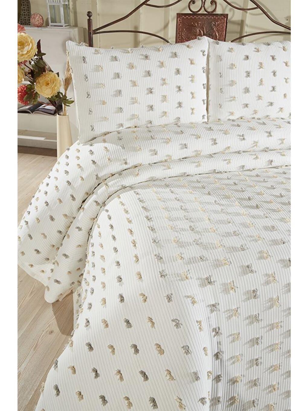 Karışık Elara 3 Parça Çift Kişilik Pike Takımı-1