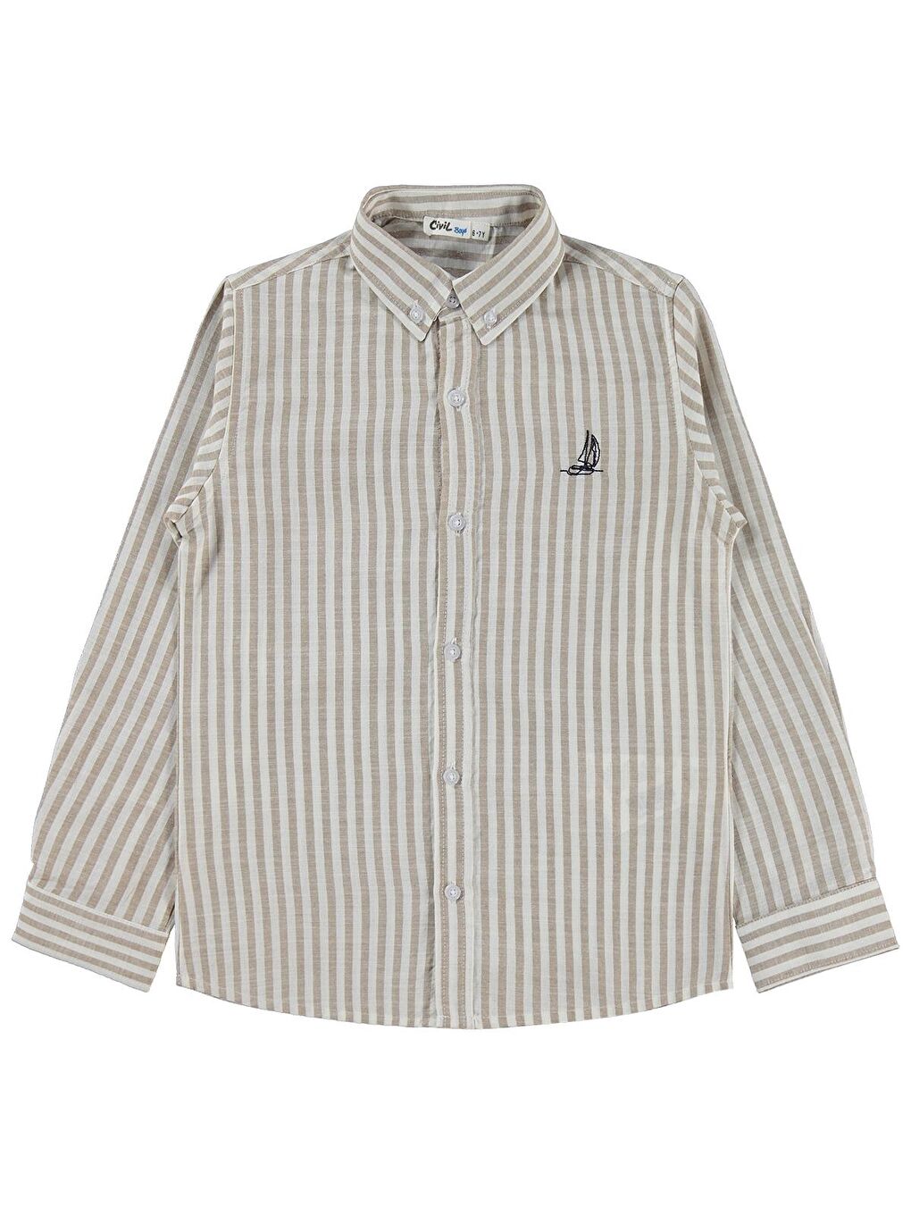 Boys Nakışlı Gömlek 10-13 Yaş Gömlek - Bej 10-11 Yaş