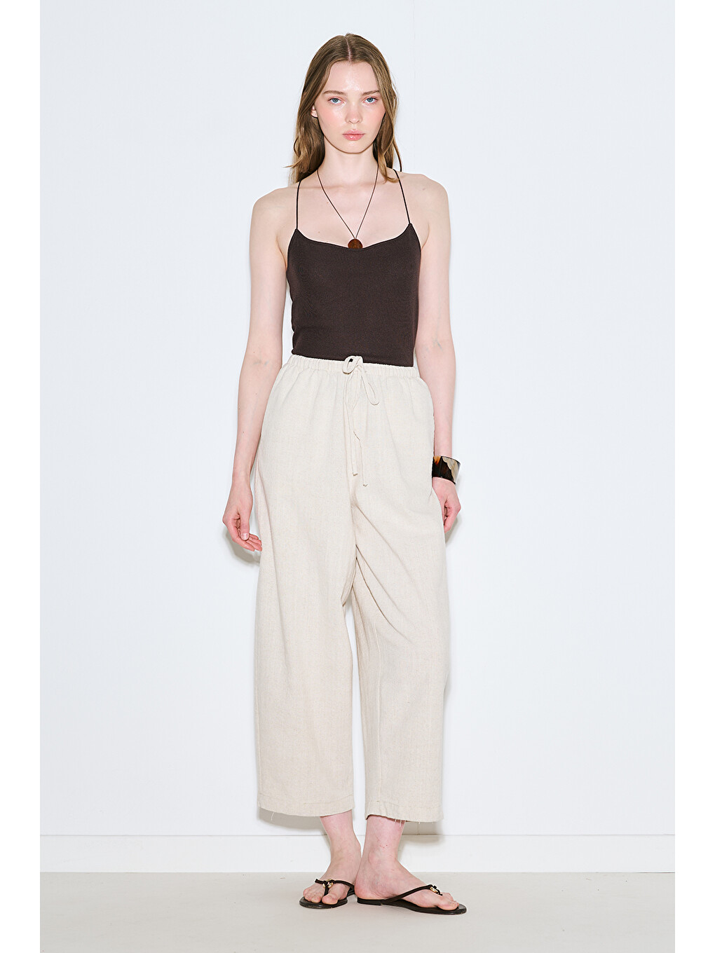 Bej Rustik Rahat Pantolon Natural