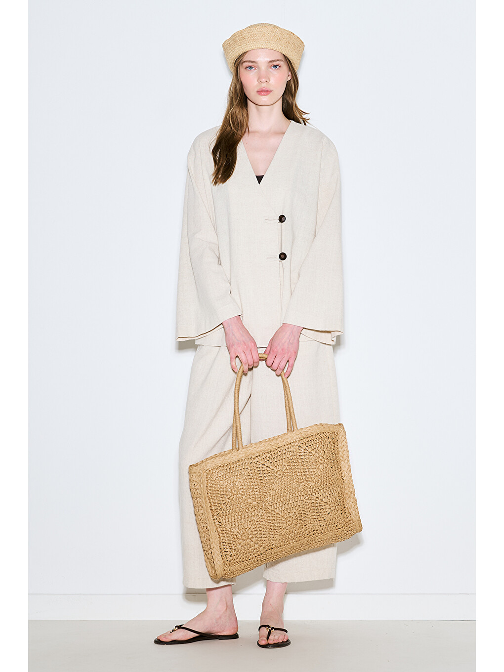 Bej Rustik Rahat Pantolon Natural-3