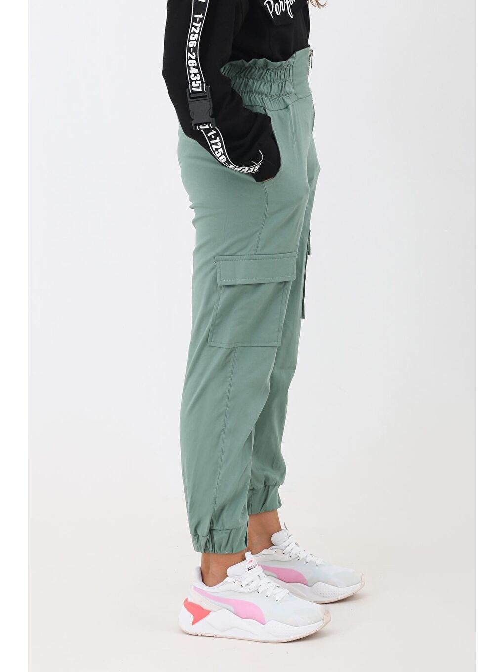 Yeşil Kız Çocuk Jogger Gabardin Pantolon 13844-1