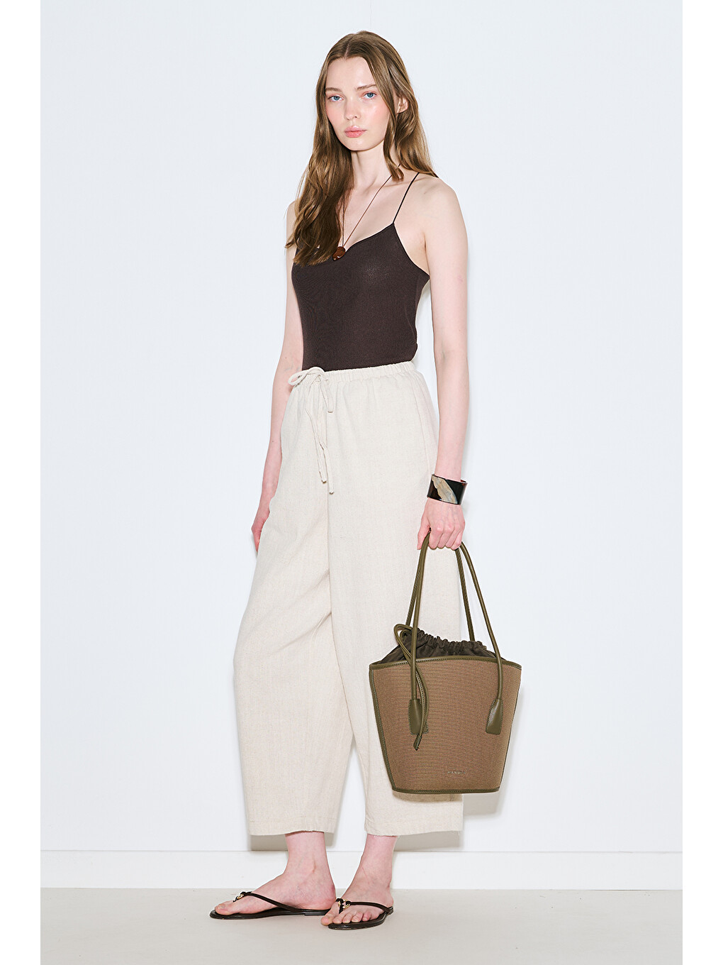 Bej Rustik Rahat Pantolon Natural-6