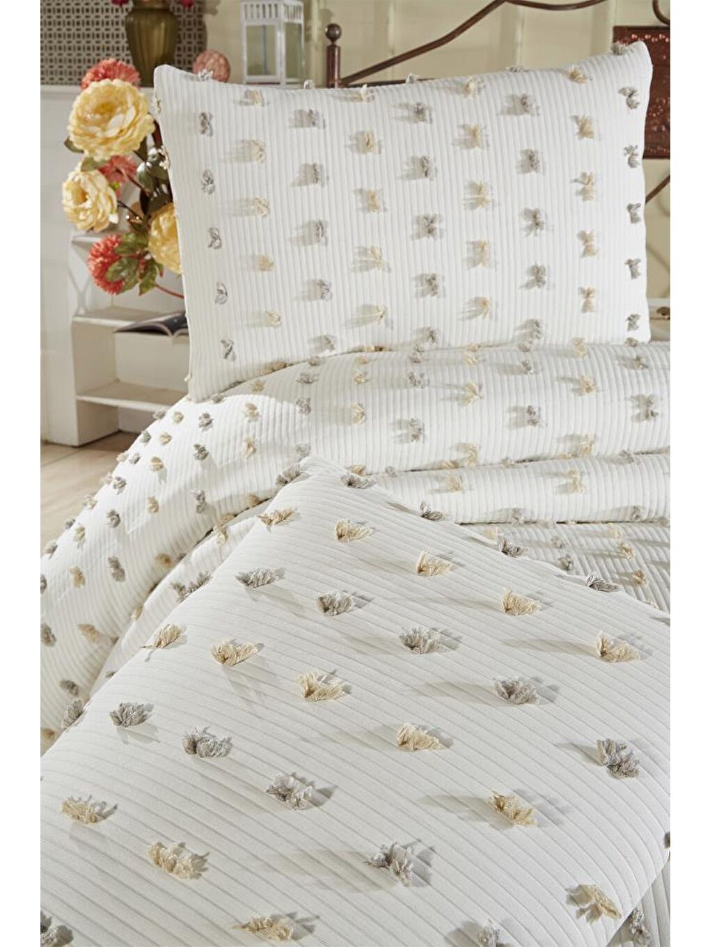 Karışık Elara 3 Parça Çift Kişilik Pike Takımı-3