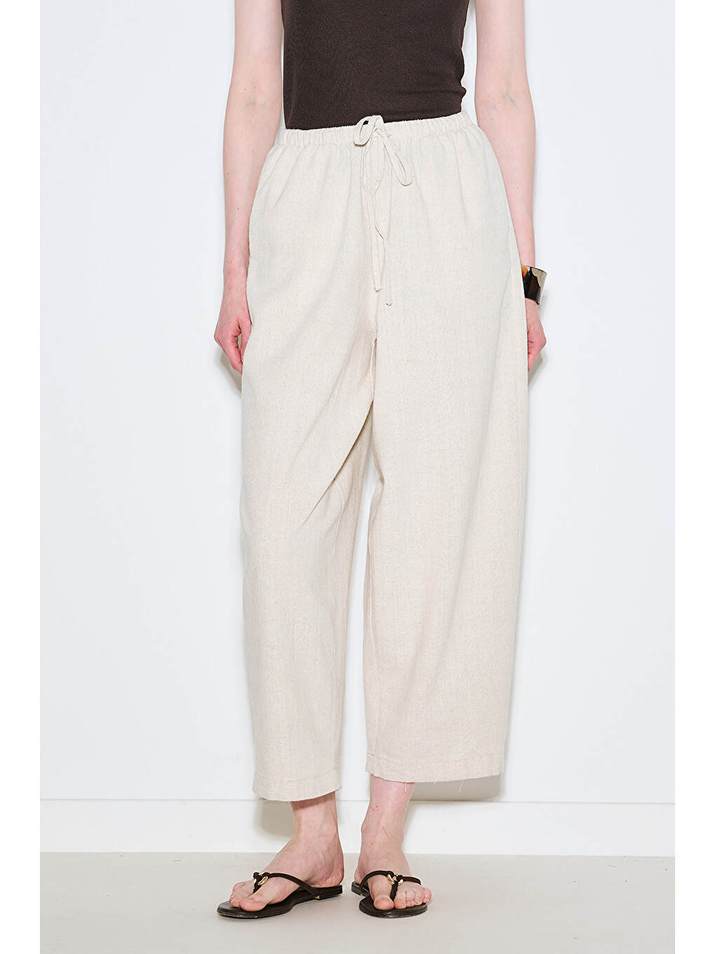 Bej Rustik Rahat Pantolon Natural-8