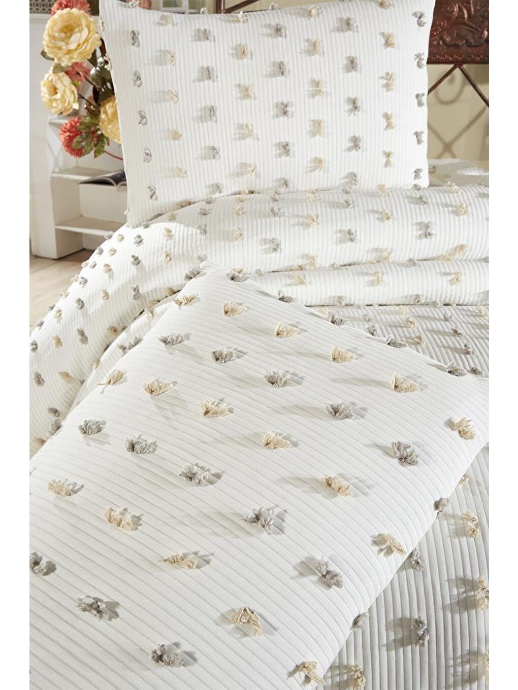 Karışık Elara 3 Parça Çift Kişilik Pike Takımı-4