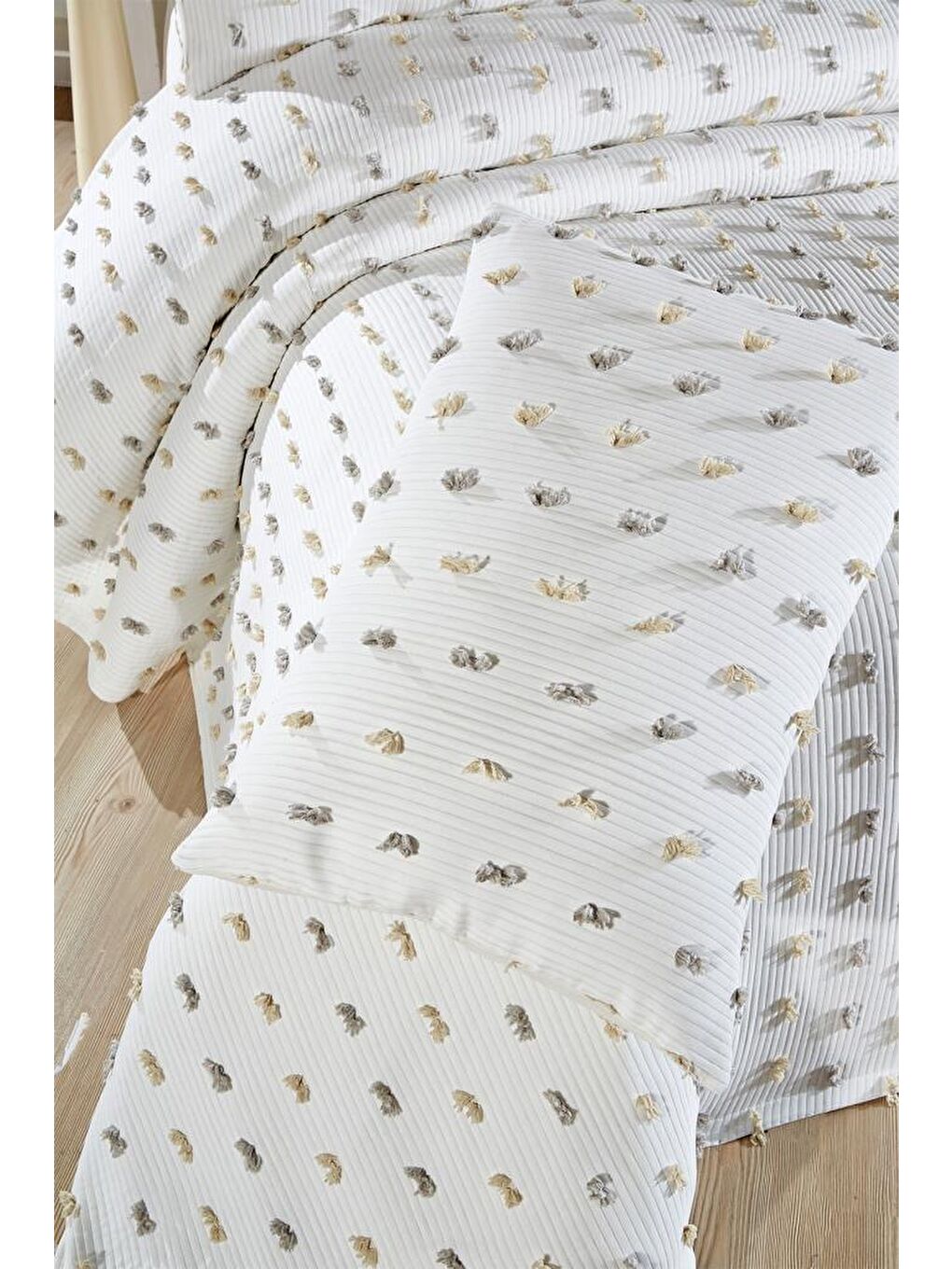 Karışık Elara 3 Parça Çift Kişilik Pike Takımı-5