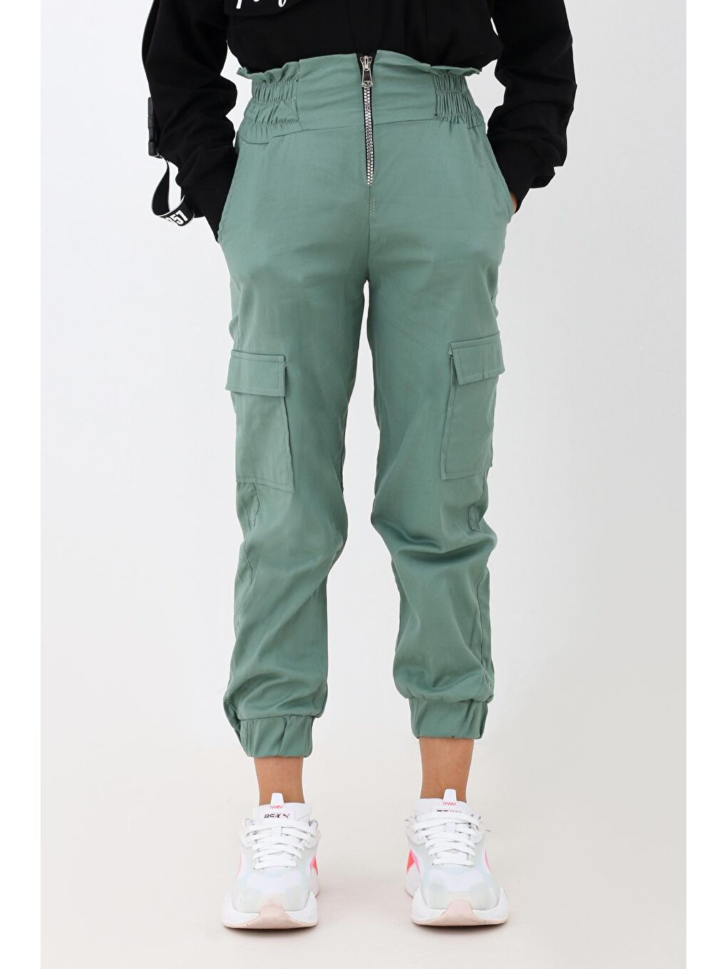 Yeşil Kız Çocuk Jogger Gabardin Pantolon 13844-2