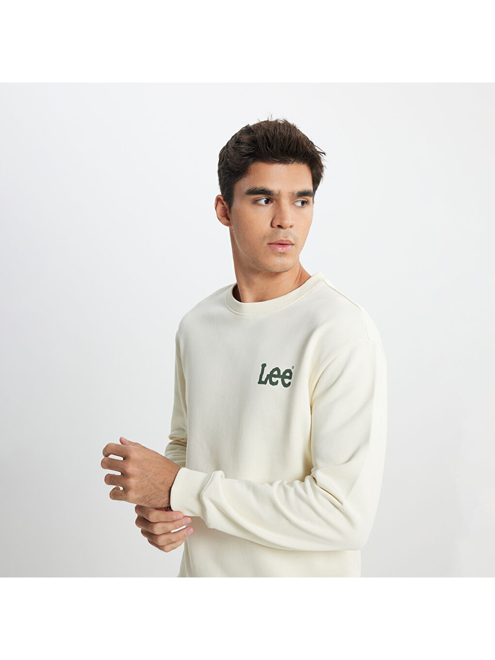 Lee Erkek Bej Yuvarlak Yaka Ekru Sweatshirt - 1