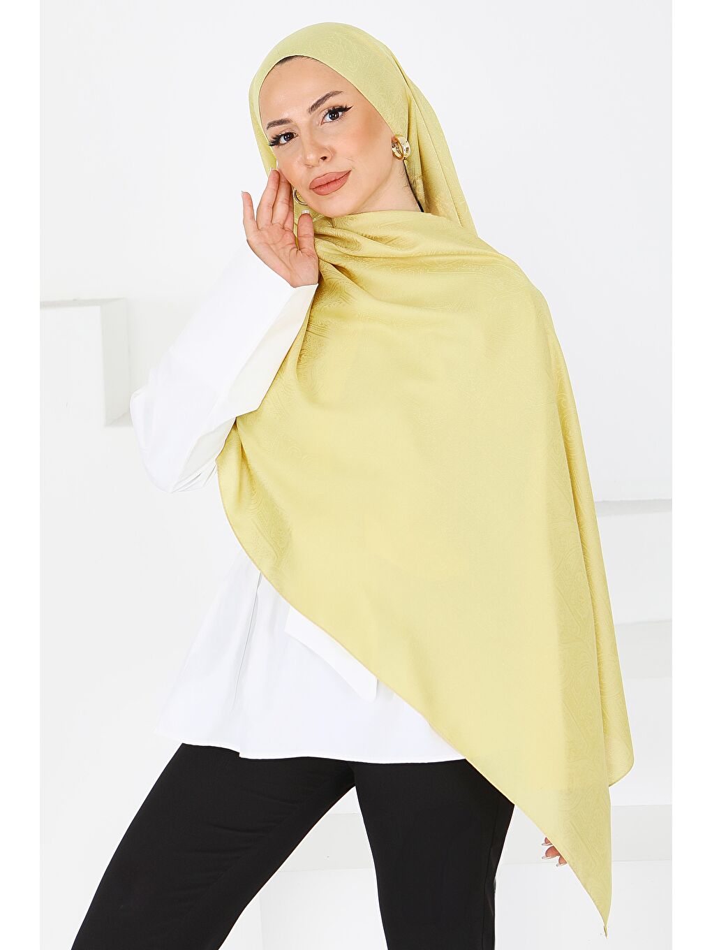 Etnik Monagram Şal Yağ Yeşili - 27592