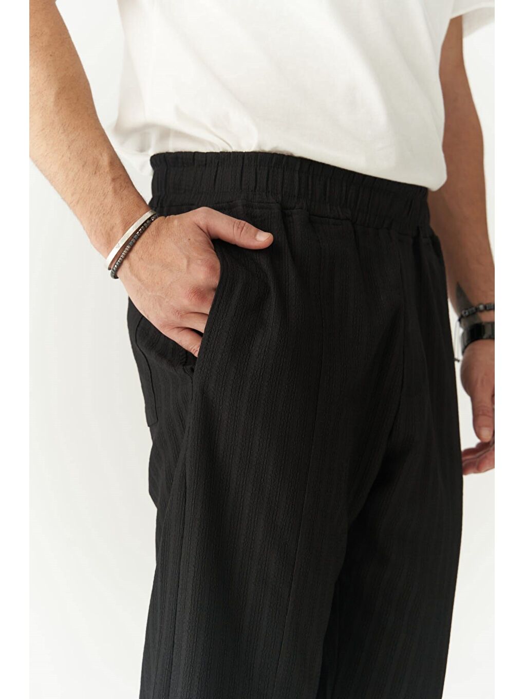 Robin Rachel Erkek Örme Kumaş Siyah Pantolon-5