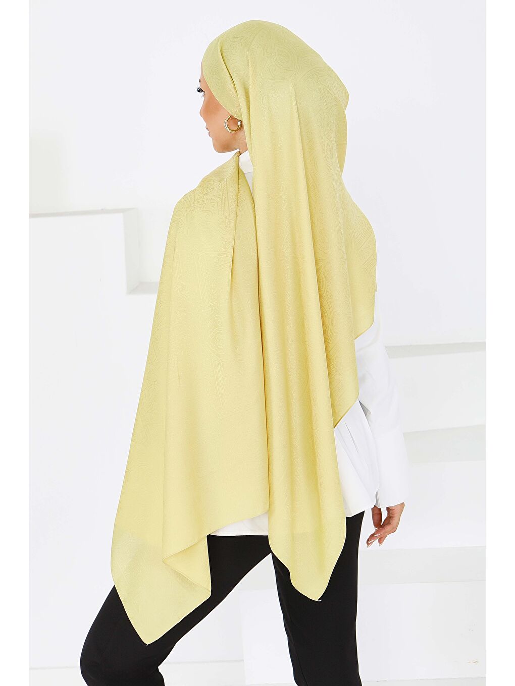 Etnik Monagram Şal Yağ Yeşili - 27592-3