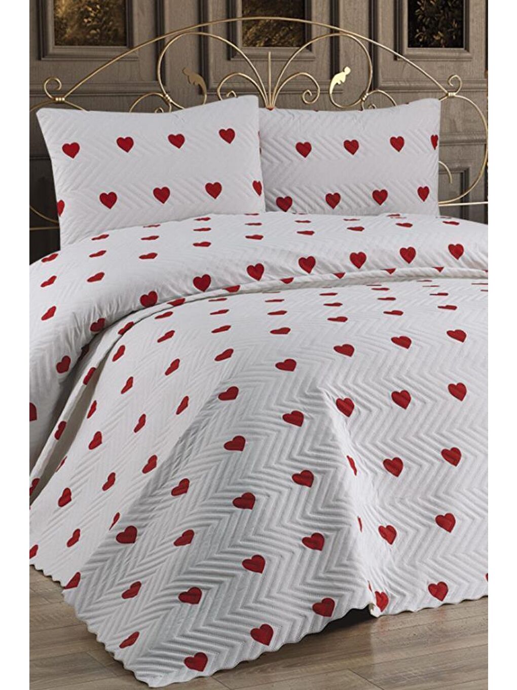 Ekru Ultrasonik Kapitoneli Sera Çift Kişilik Pike Takımı 195x235 cm