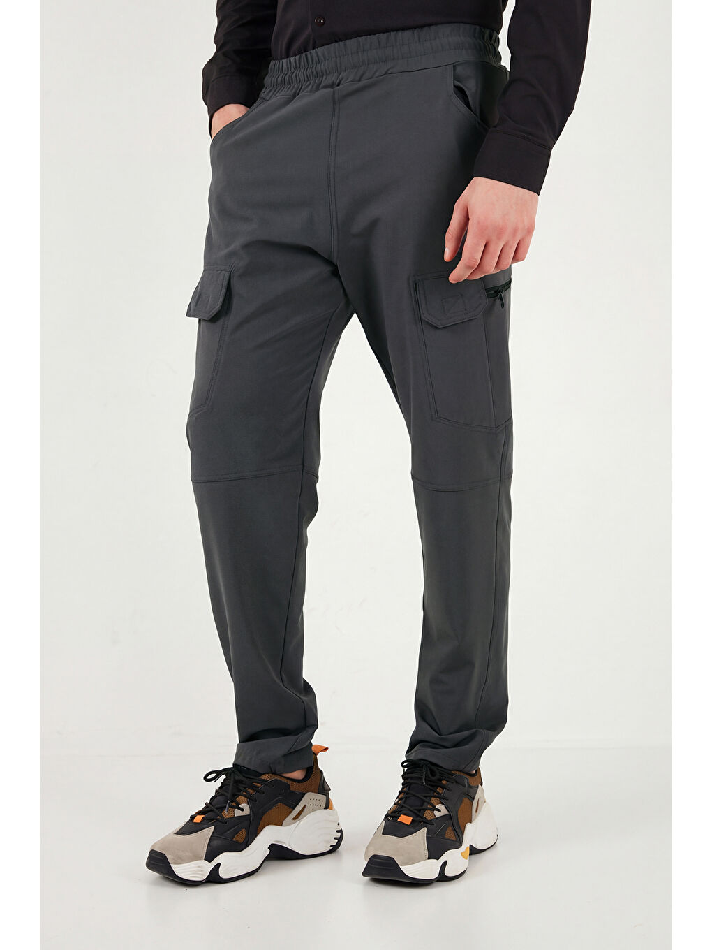 Gri Normal Bel Dar Paça Su İtici Trekking ve Kurye Pantolon 693719-1