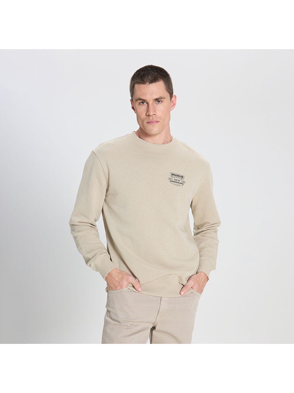 Wrangler Erkek Haki Yuvarlak Yaka Bej Sweatshirt