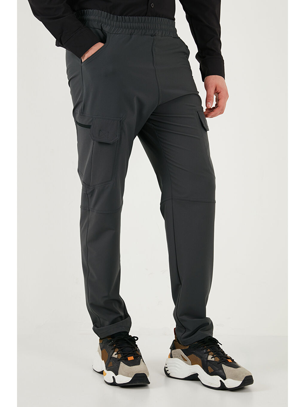 Gri Normal Bel Dar Paça Su İtici Trekking ve Kurye Pantolon 693719-4