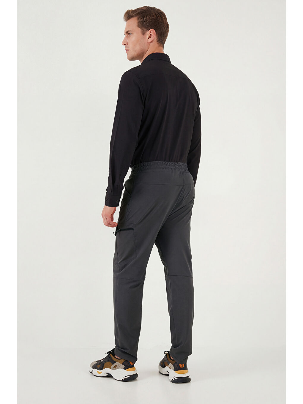 Gri Normal Bel Dar Paça Su İtici Trekking ve Kurye Pantolon 693719-5