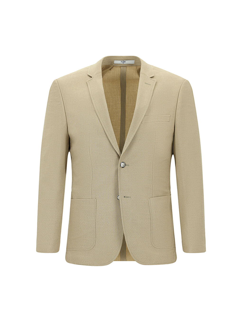 Bej Super Slim Fit Ekstra Dar Kesim Desenli Beli Lastikli İpli Spor Takım Elbise-1