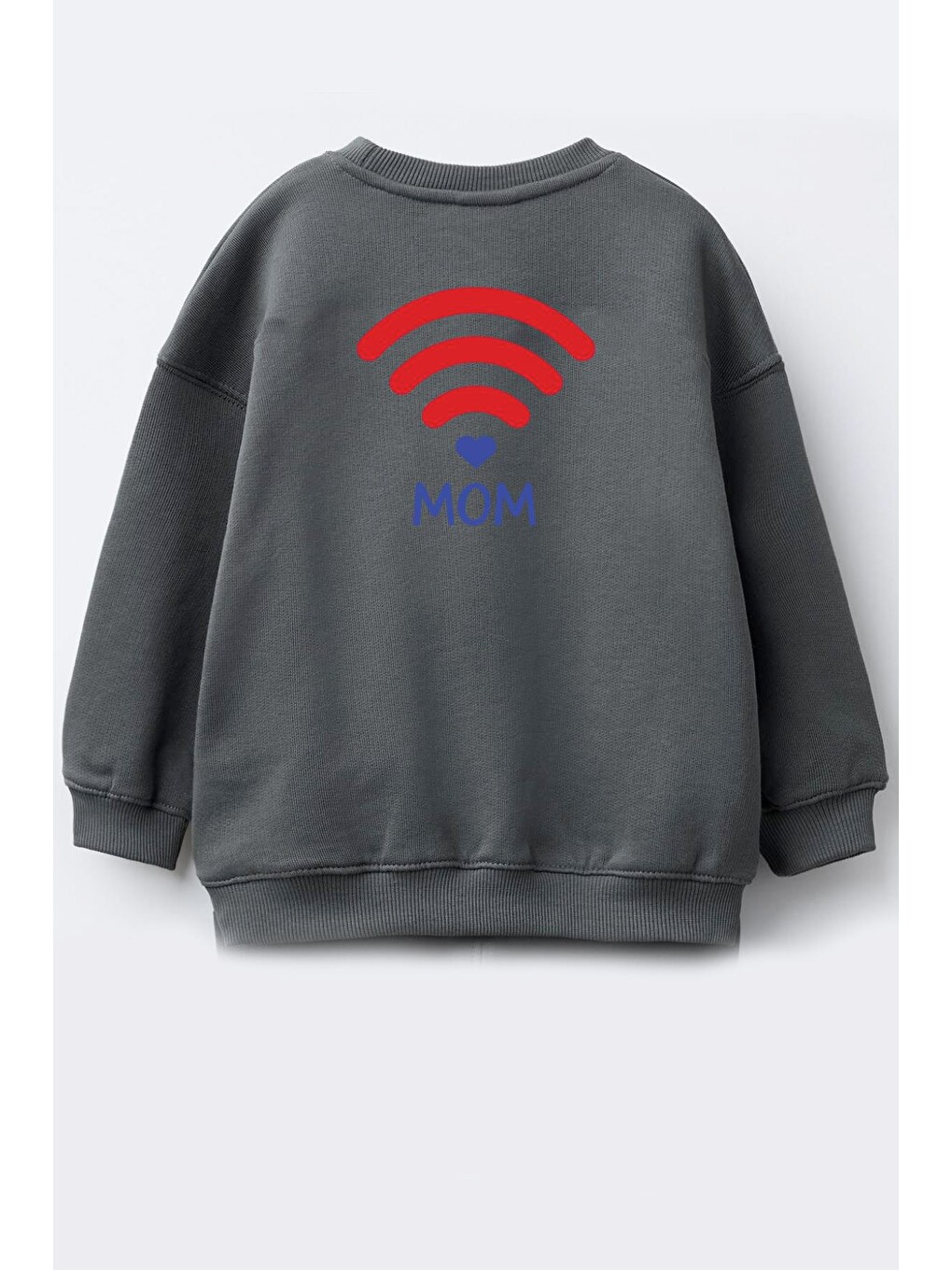 Antrasit Unisex Sırtı Baskılı 3 İplik Kumaş Pamuklu Sweatshirt