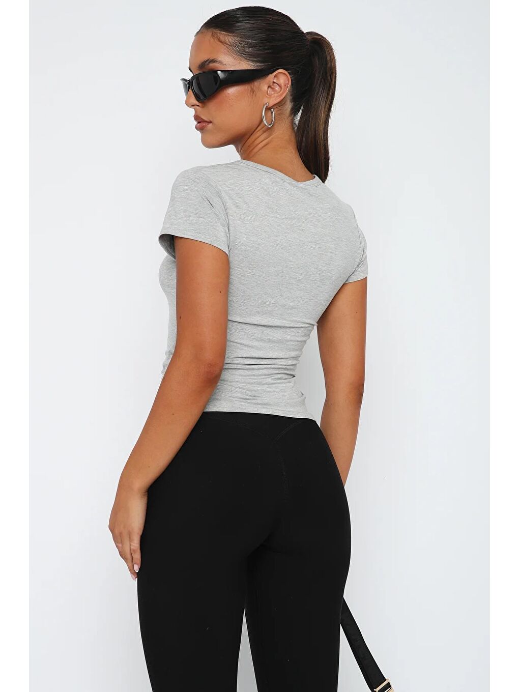 Gri Basic Kadın Tişört Mg2012-1