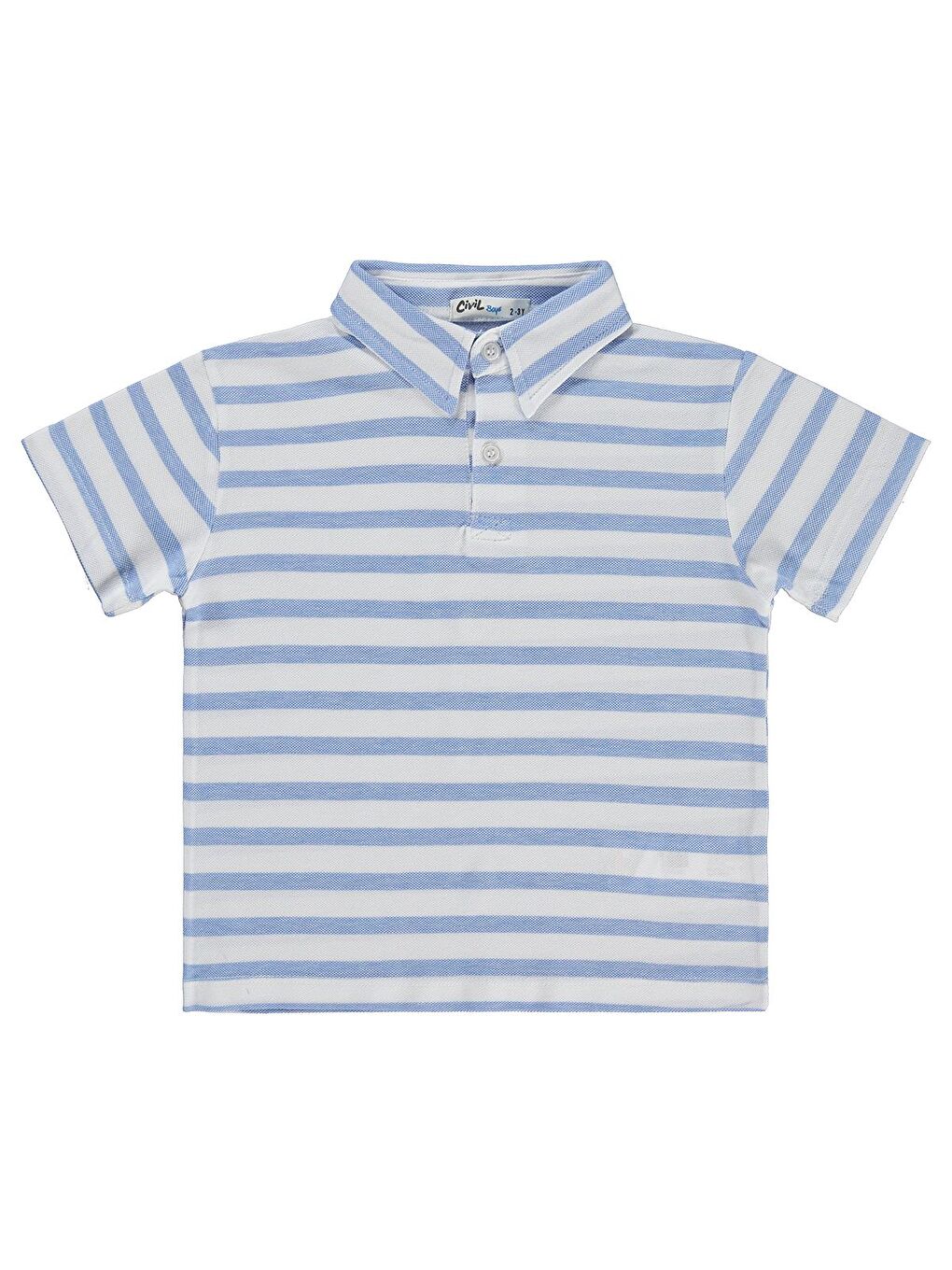 Boys Çizgili Polo Yaka 2-5 Yaş Tişört - Mavi 3-4 Yaş