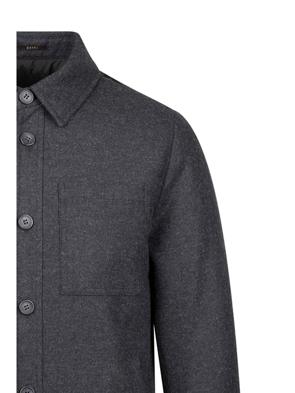 Siyah Regular Fit Bebe Yaka Yünlü Mont-2