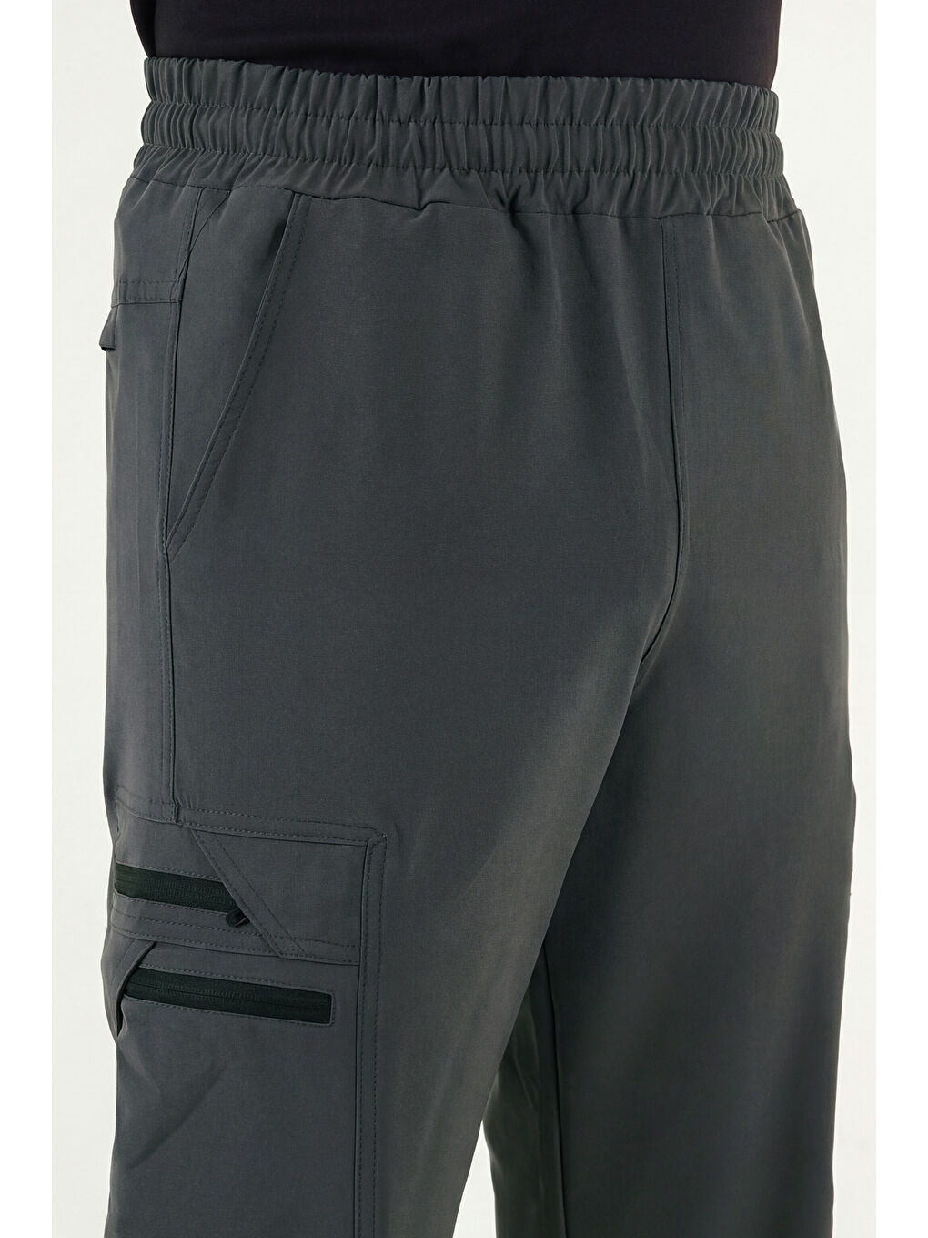 Gri Normal Kalıp Lastikli Bel Su İtici Düz Paça Trekking ve Kurye Pantolon 693288-5