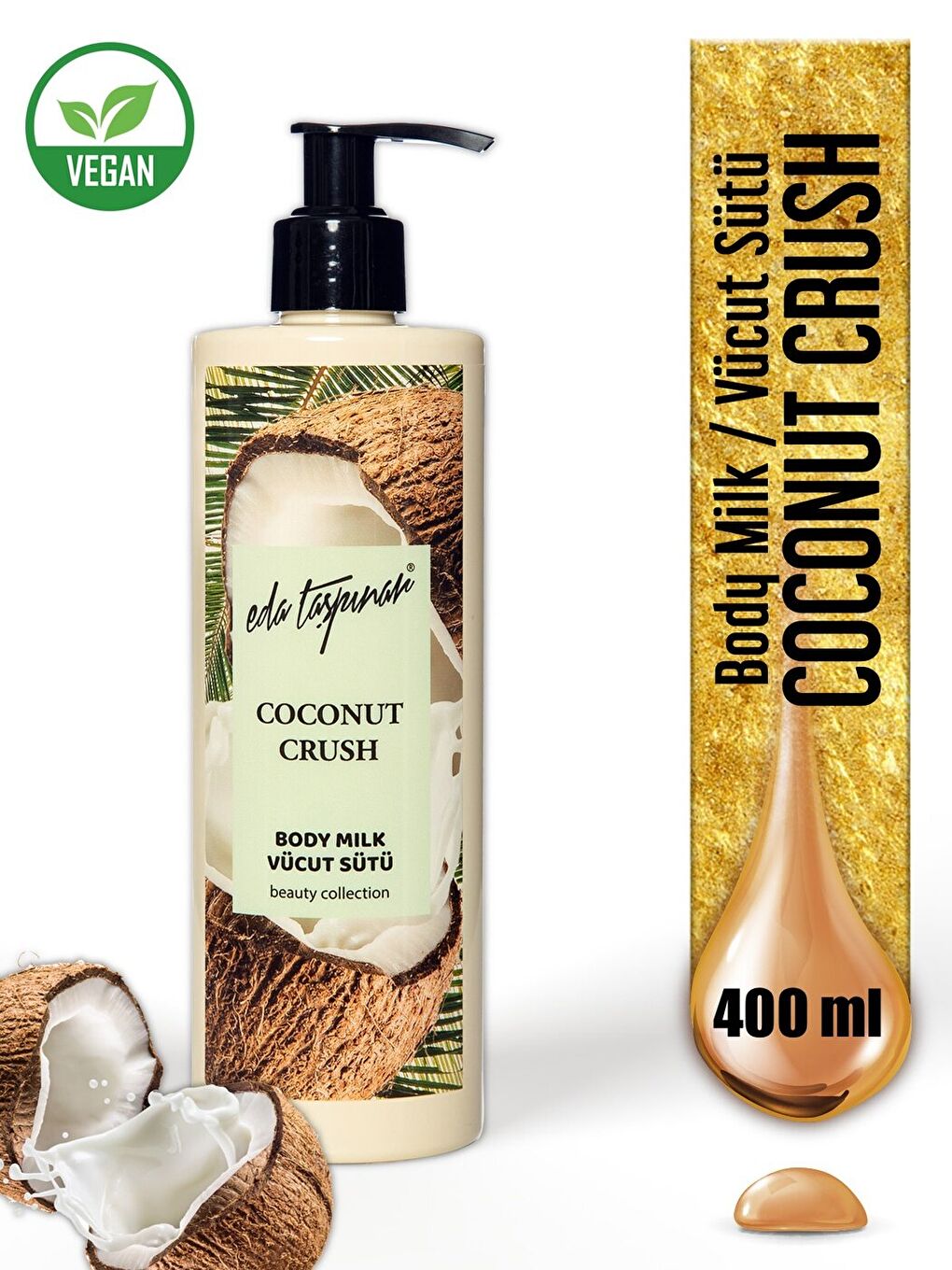Coconut Crush Yoğun Nemlendirici Vücut Losyonu Vücut Sütü Hindistan Cevizi Doğal Yağlı, 400 ml