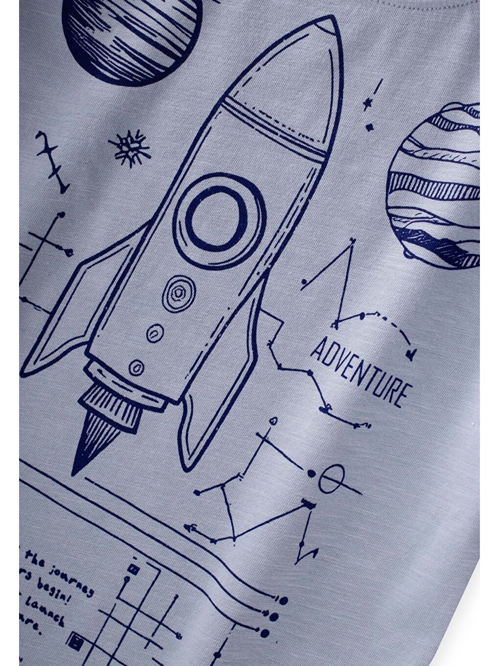 Roket Baskılı T-Shirt 2-12 Yaş Pastel Mavi-2