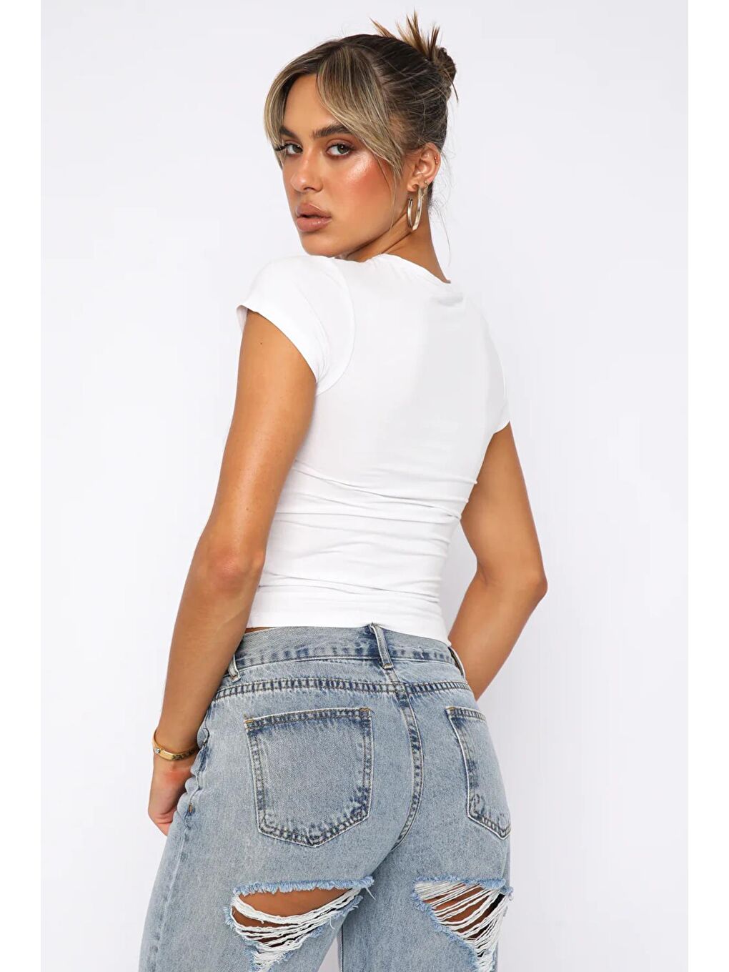 Beyaz Basic Kadın Tişört Mg2012 Mg2012-2