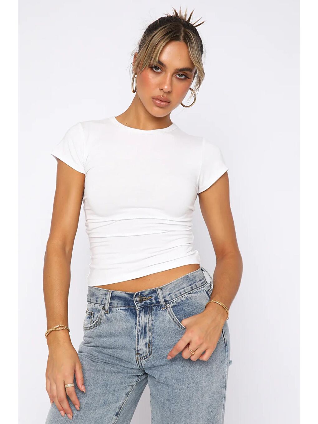 Beyaz Basic Kadın Tişört Mg2012 Mg2012-3