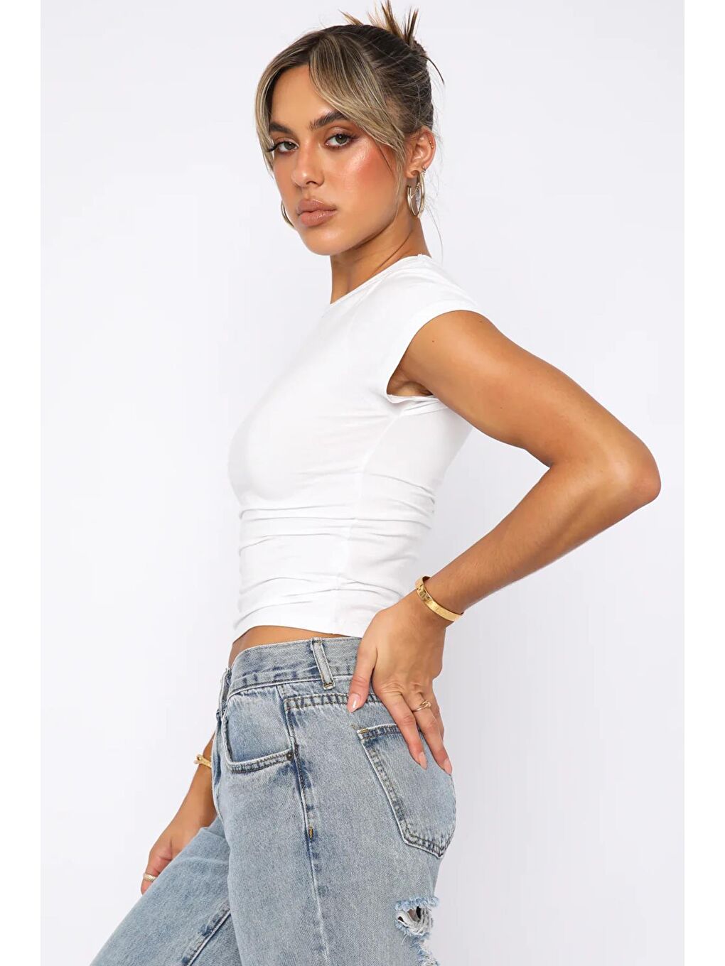 Beyaz Basic Kadın Tişört Mg2012 Mg2012-4