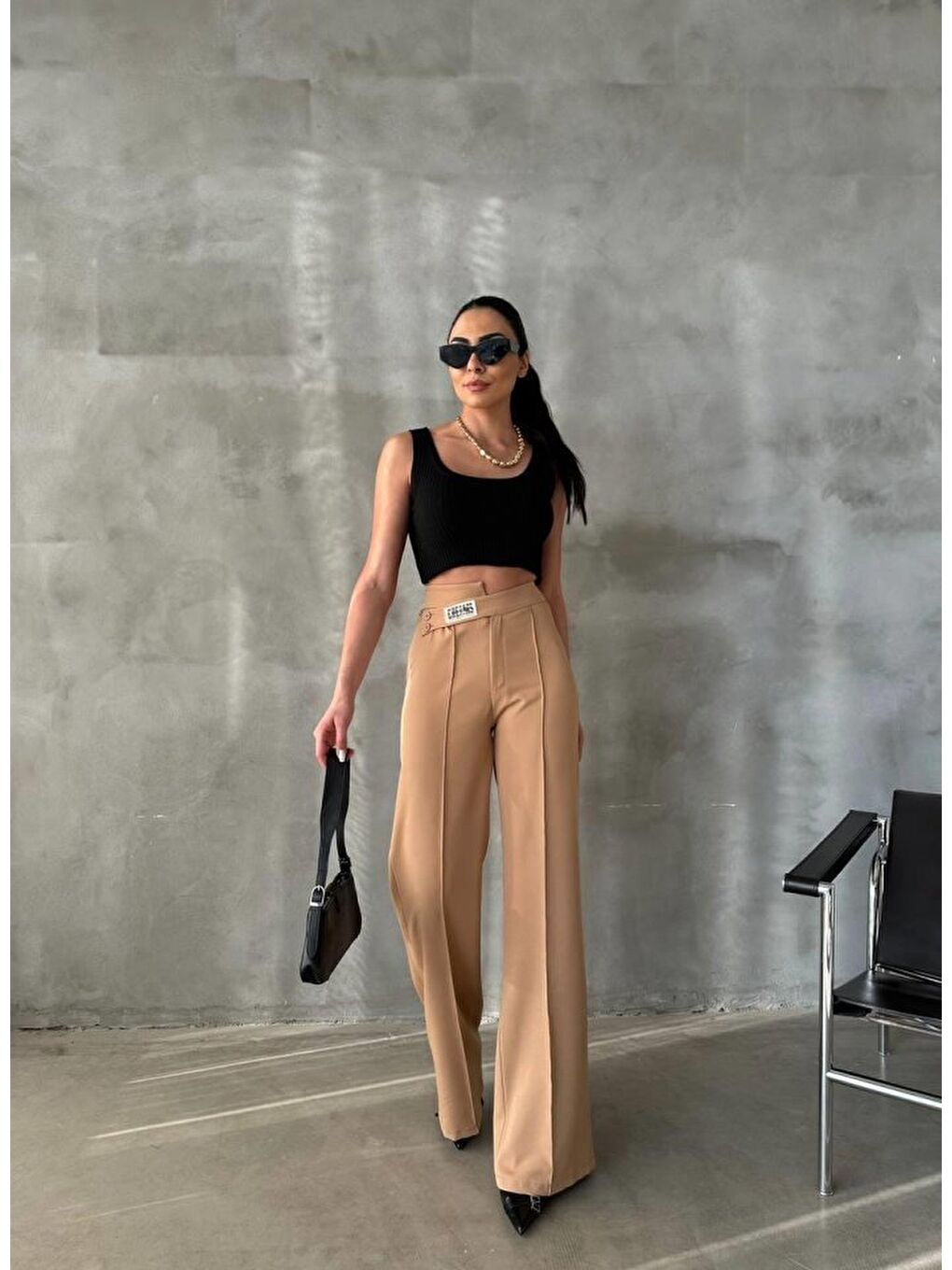 DREAMS ETİKETLİ PALAZZO PANTOLON - Bej