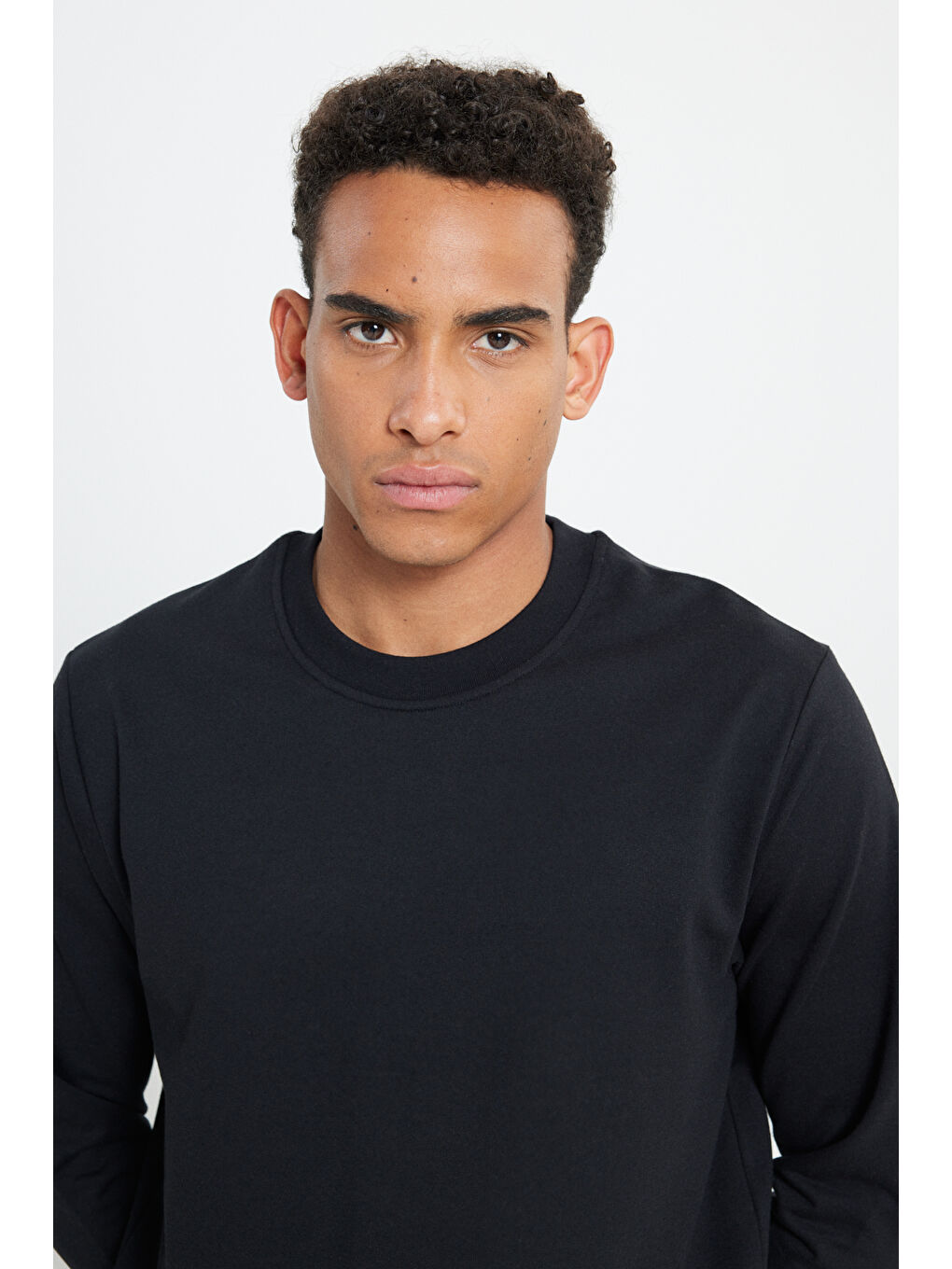 Erkek Siyah 2'li Paket Pamuklu Standart Fit Normal Kesim Bisiklet Yaka Sweatshirt-8