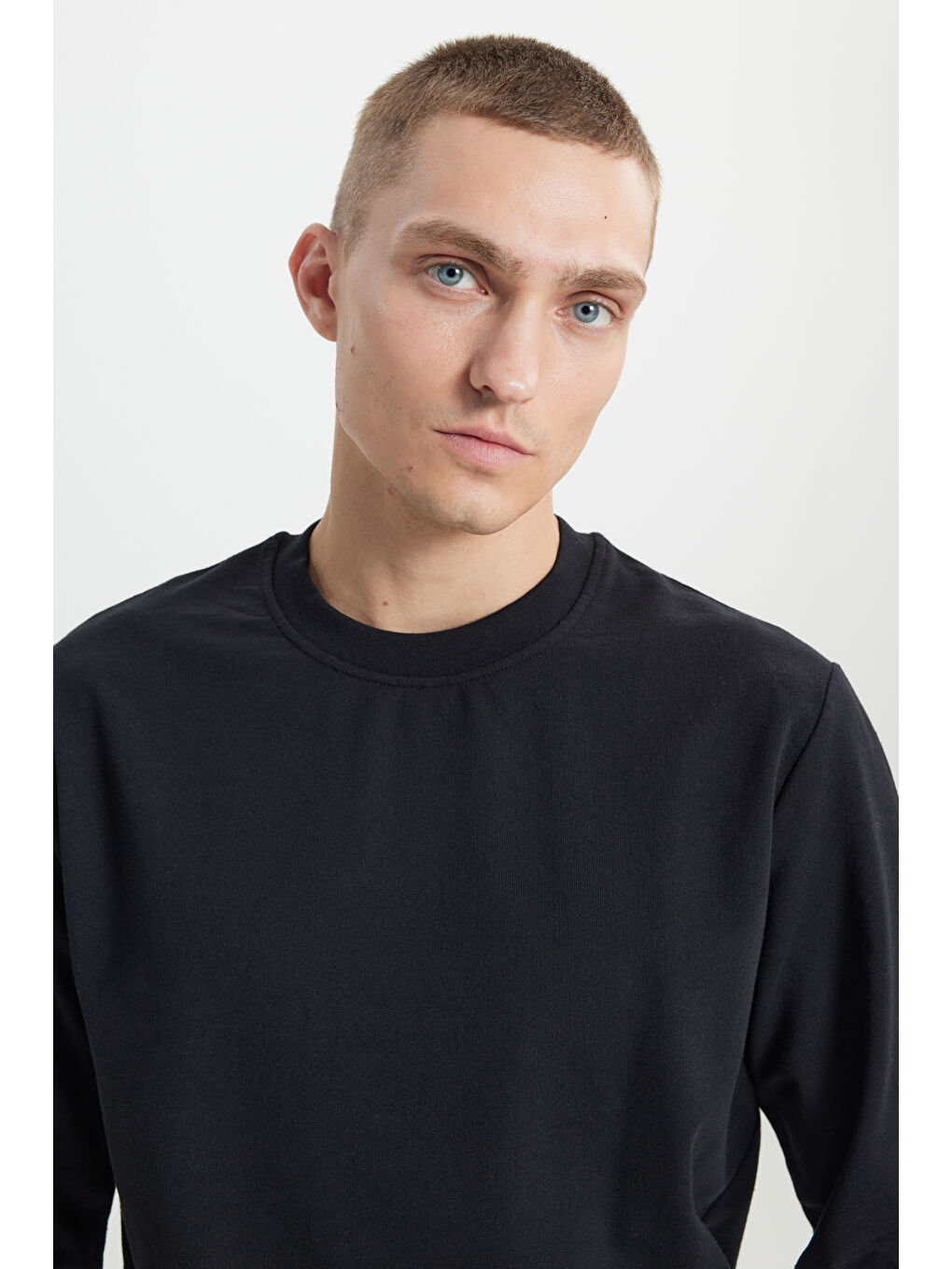 Erkek Siyah 2'li Paket Pamuklu Standart Fit Normal Kesim Bisiklet Yaka Sweatshirt-9