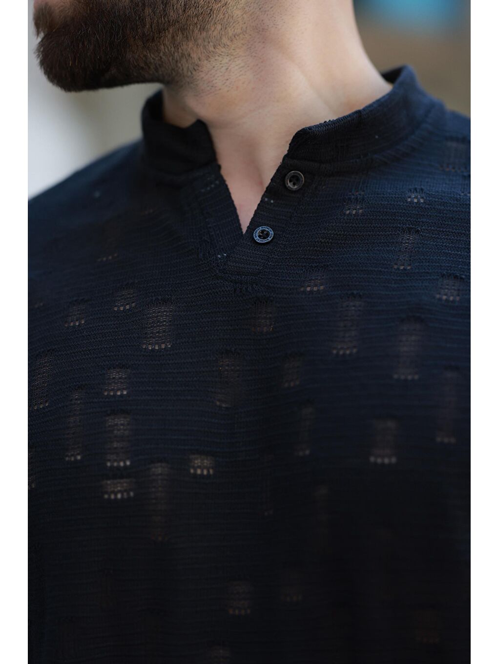 Siyah Hakim Yaka Erkek Basic Tişört E7148-3