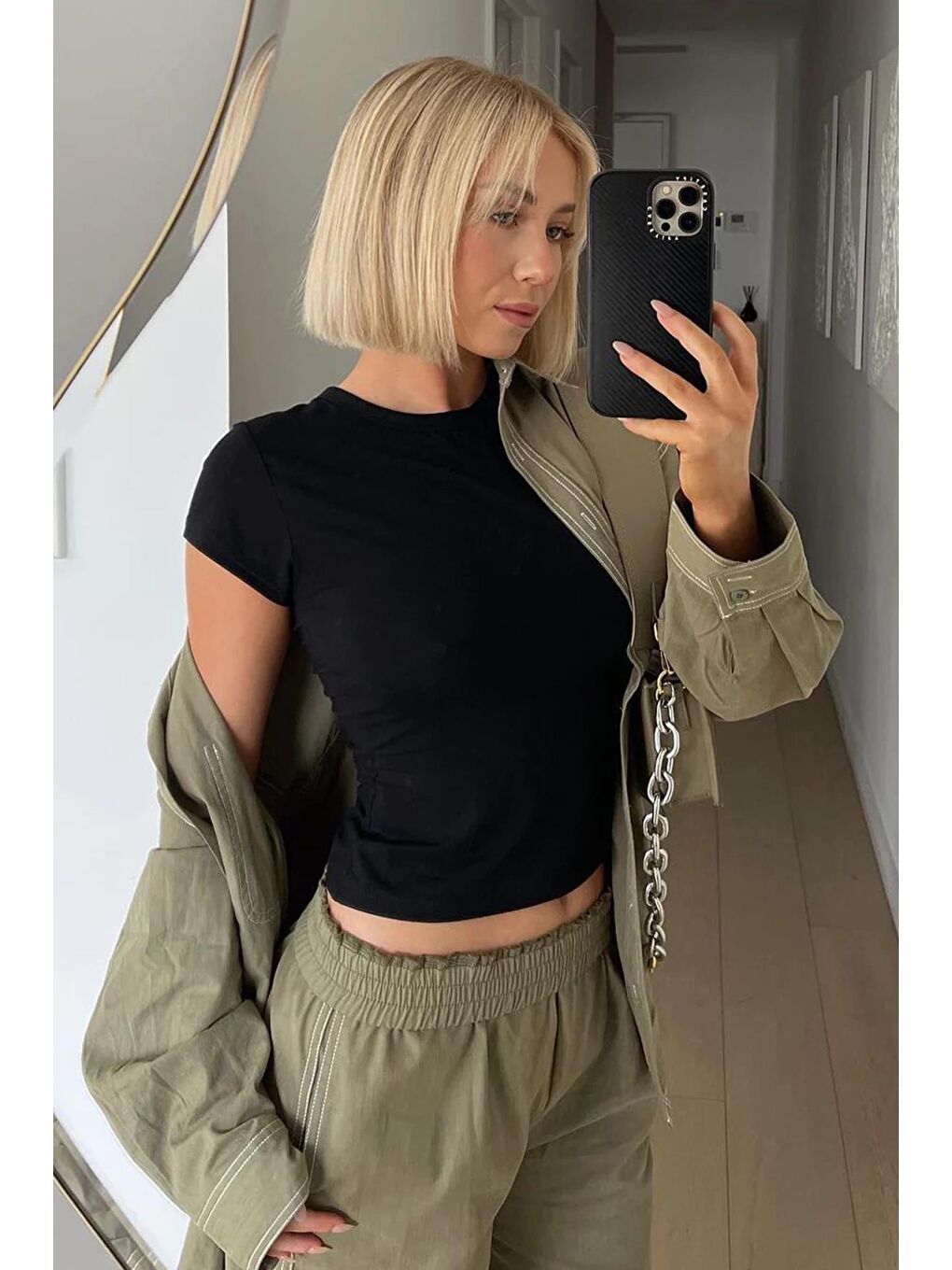 Siyah Basic Kadın Tişört Mg2012-1