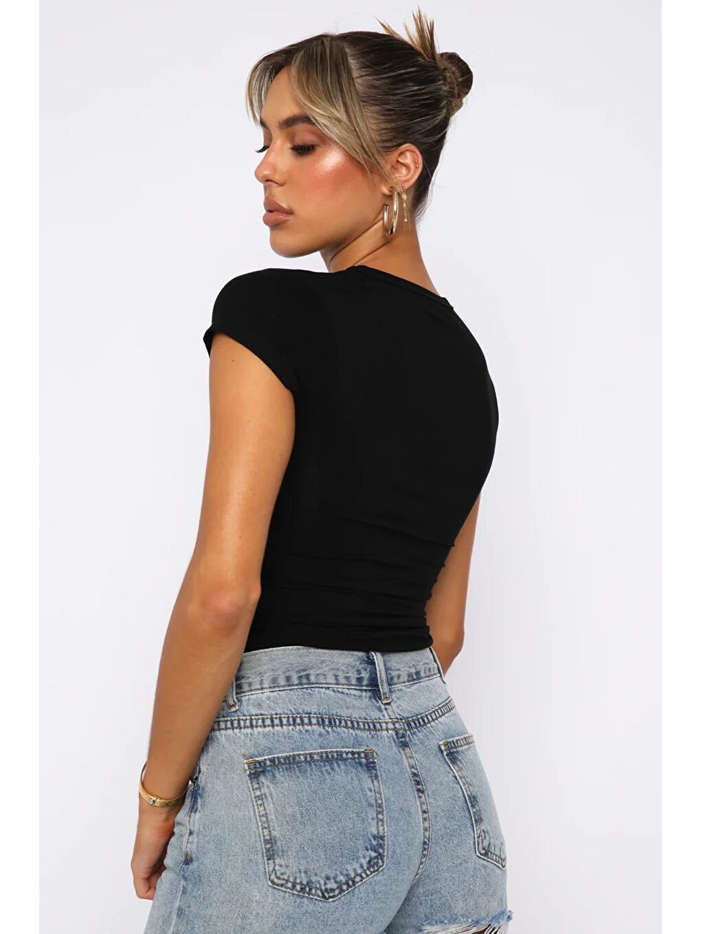 Siyah Basic Kadın Tişört Mg2012-2